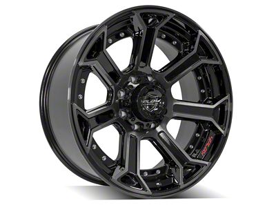 4Play 4P70 Gloss Black with Brushed Face 8-Lug Wheel; 22x10; -24mm Offset (07-10 Silverado 3500 HD SRW)