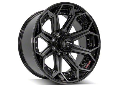 4Play 4P80R Gloss Black with Brushed Face 8-Lug Wheel; 22x10; -24mm Offset (07-10 Silverado 3500 HD SRW)