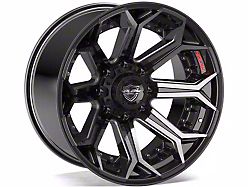 4Play 4P80R Gloss Black with Brushed Face 8-Lug Wheel; 22x12; -44mm Offset (20-26 Silverado 3500 HD SRW)