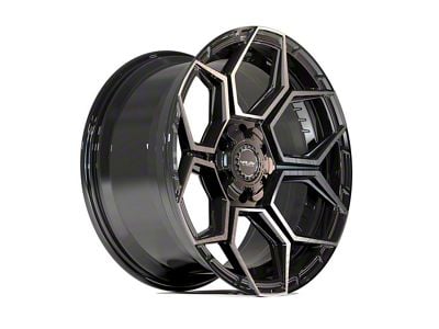 4Play Sport2.0 4PS26 Gloss Black with Brushed Face and Tinted Clear 6-Lug Wheel; 20x9; 18mm Offset (21-26 Tahoe)