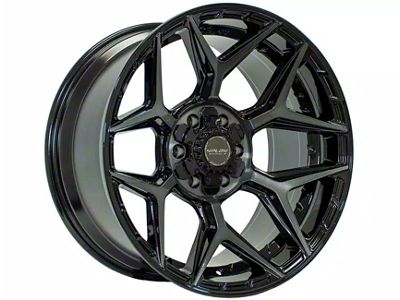 4Play 4P06 Gloss Black with Brushed Face 6-Lug Wheel; 22x12; -44mm Offset (21-26 Yukon)