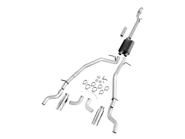 Dual Exhaust System with Polished Tips; Side/Rear Exit (14-18 5.3L Sierra 1500)