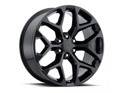 2014 Snowflake Replica Gloss Black 6-Lug Wheel; 26x10; 24mm Offset (99-06 Sierra 1500)