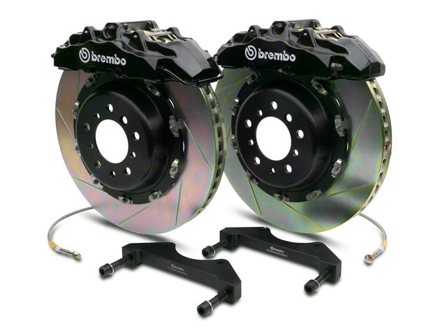 Brembo GT Series 8-Piston Front Big Brake Kit with 2-Piece Slotted Rotors; Black Calipers (00-06 Silverado 1500)