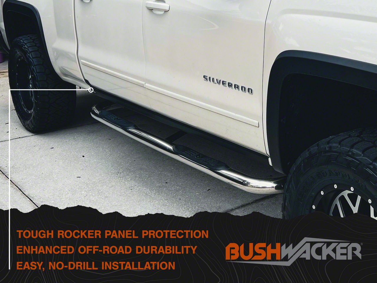 Bushwacker Silverado 1500 Trail Armor Rocker Panels; Matte Bushwacker Silverado 1500 Trail Armor Rocker Panels; Matte