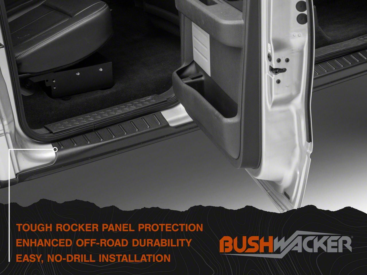 Bushwacker F-150 Trail Armor Rocker Panels; Matte Black 14069 (09