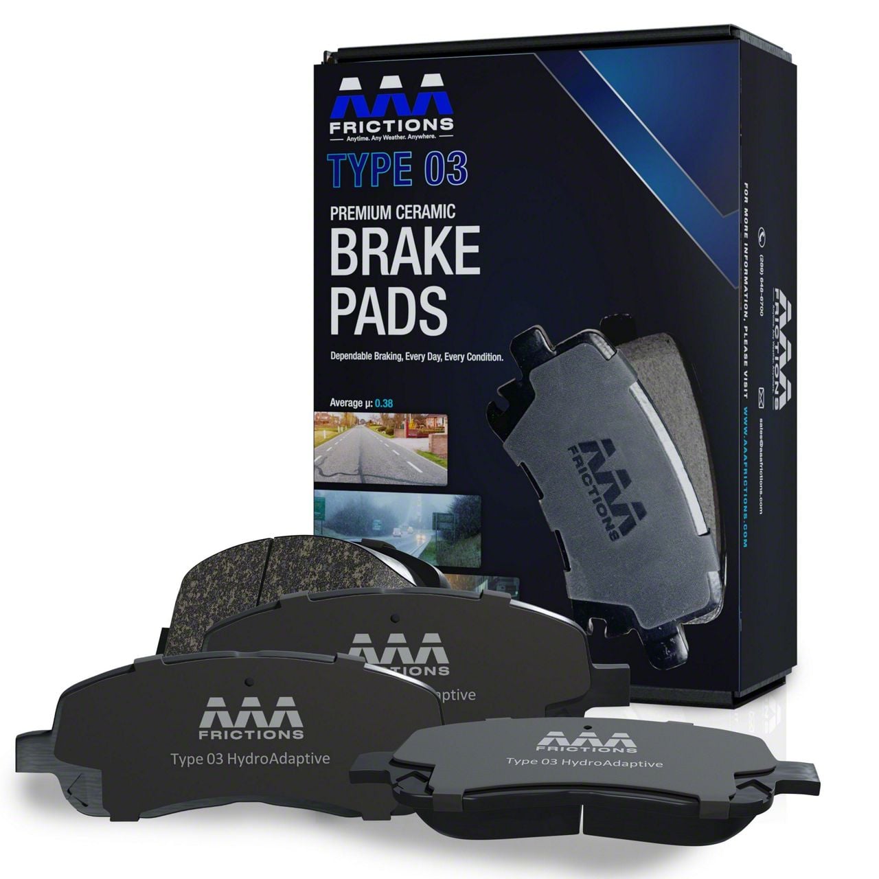 AAA Frictions Type 03 HydroAdaptive All Weather Ceramic Brake Pads ...