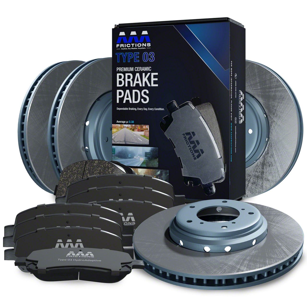 AAA Frictions Type 03 HydroAdaptive Semi-Coated 6-Lug Brake Rotor and ...