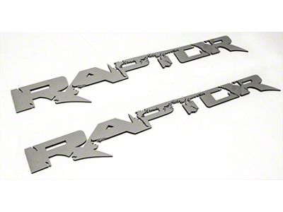 Brushed Raptor Emblems; 12-Inch (10-14 F-150 Raptor)