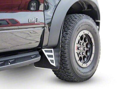Mud Flaps with Raptor Logo; Front; Carbon Fiber (10-14 F-150 Raptor)