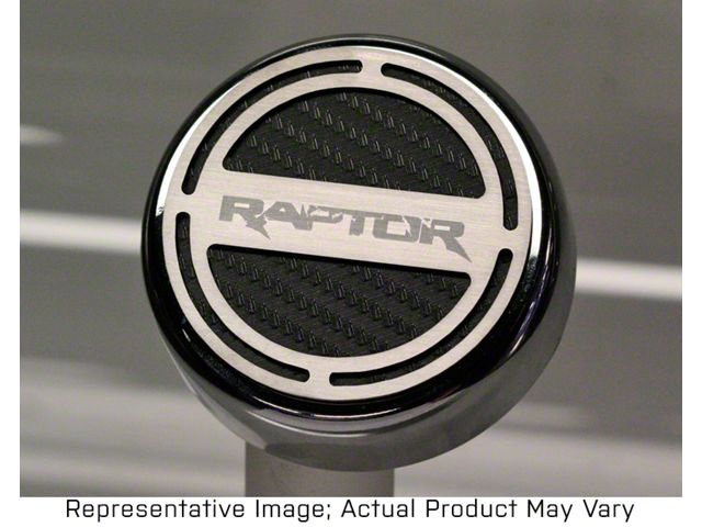 Engine Cap Covers with Raptor Logo; Blue Carbon Fiber Inlay (10-14 F-150 Raptor)