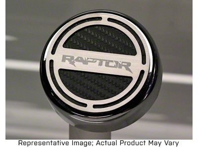Engine Cap Covers with Raptor Logo; Brushed Black Inlay (10-14 F-150 Raptor)