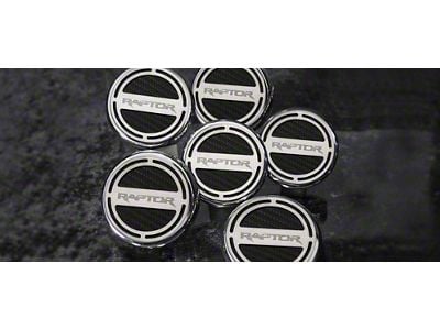 Engine Cap Covers with Raptor Logo; Solid Ford Blue Inlay (10-14 F-150 Raptor)