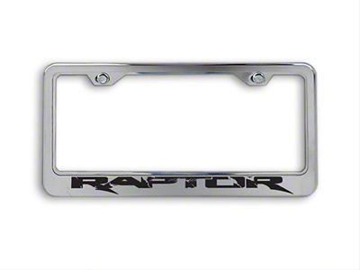 Polished License Plate Frame with Raptor Lettering (Universal; Some Adaptation May Be Required)