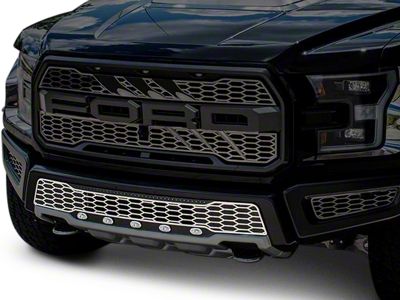 Lower Bumper Replacement Grille with Lights; Brushed (17-20 F-150 Raptor)