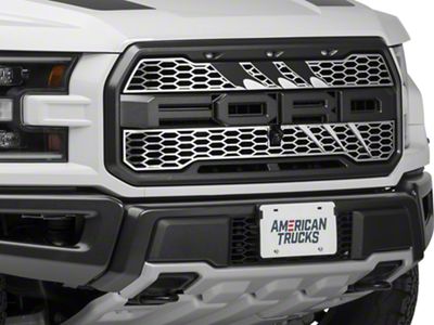 Slash Style Upper Grille Overlay; Polished (17-20 F-150 Raptor)