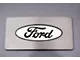 Stainless Ford Oval Logo Glove Box Trim; Brushed Black Inlay (09-14 F-150)