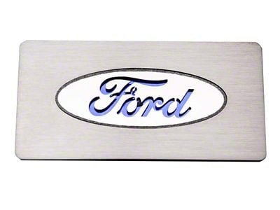 Stainless Ford Oval Logo Glove Box Trim; Purple Carbon Fiber Inlay (09-14 F-150)