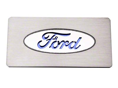 Stainless Ford Oval Logo Glove Box Trim; Red Carbon Fiber Inlay (09-14 F-150)