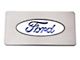 Stainless Ford Oval Logo Glove Box Trim; White Carbon Fiber Inlay (09-14 F-150)