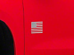 Stainless Steel American Flag Emblem; Brushed; Driver and Passenger Side (Universal; Some Adaptation May Be Required)