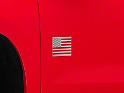 Stainless Steel American Flag Emblem; Brushed; Driver and Passenger Side (Universal; Some Adaptation May Be Required)