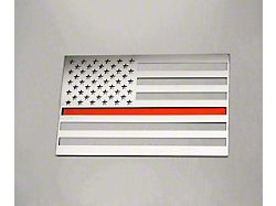 Stainless Steel American Flag Emblem; Polished with Thin Red Line (Universal; Some Adaptation May Be Required)