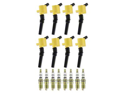 Accel Ignition Coil Upgrade Kit with HP Copper Spark Plugs; Yellow (99-04 5.4L, 6.8L F-350 Super Duty)