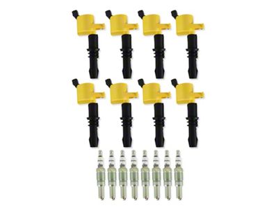 Accel Ignition Coil Upgrade Kit with HP Copper Spark Plugs; Yellow (05-Early 08 5.4L, 6.8L F-350 Super Duty)