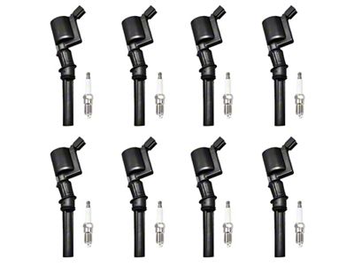 Ignition Coils with Spark Plugs; Black (00-10 4.6L F-150)