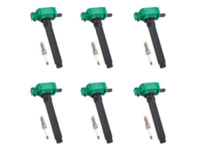 Ignition Coils with Spark Plugs; Green (13-18 3.6L RAM 1500)