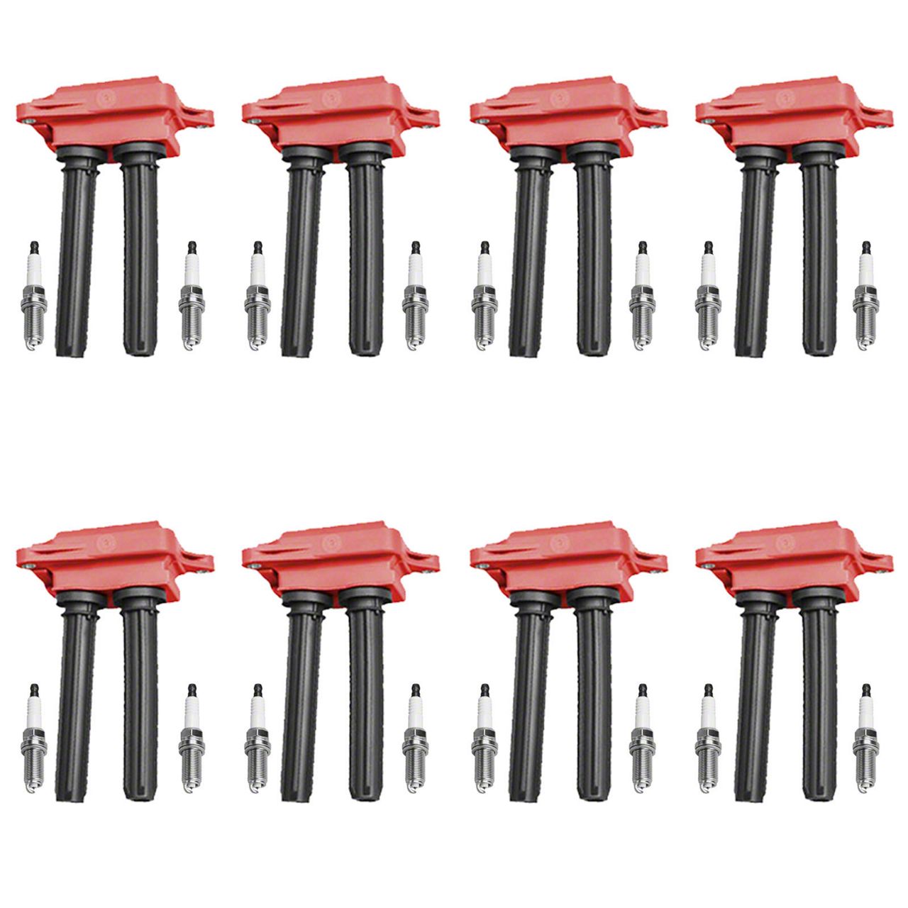 RAM 1500 Ignition Coils with Spark Plugs; Red (0915 5.7L RAM 1500