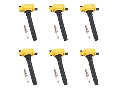 Ignition Coils with Spark Plugs; Yellow (13-18 3.6L RAM 1500)