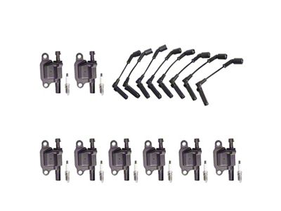 Ignition Coils with Spark Plugs and Wires; Black (07-18 V8 Sierra 1500)