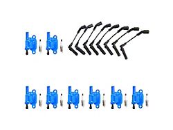 Ignition Coils with Spark Plugs and Wires; Blue (07-18 V8 Sierra 1500)