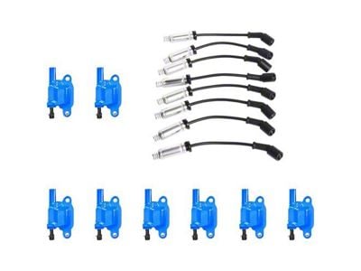 Ignition Coils with Spark Plug Wires; Blue (07-18 6.0L Sierra 2500 HD)
