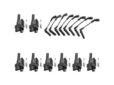 Ignition Coils with Spark Plugs and Wires; Black (07-16 Sierra 2500 HD)