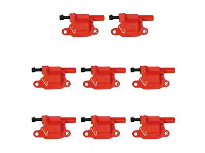 Ignition Coils; Red; Set of Eight (07-16 6.0L Sierra 3500 HD)