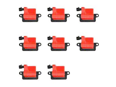 Ignition Coils; Red; Set of Eight (99-06 4.8L Silverado 1500; 2006 5.3L Silverado 1500; 04-06 6.0L Silverado 1500)