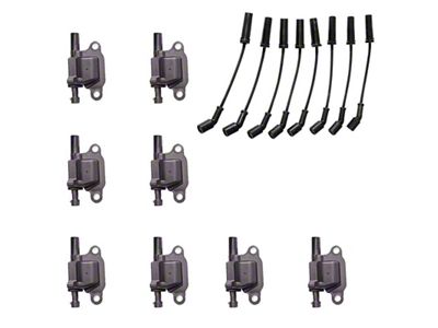 Ignition Coils with Spark Plug Wires; Black (07-08 V8 Silverado 1500)