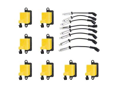 Ignition Coils with Spark Plug Wires; Yellow (99-06 4.8L Silverado 1500; 2006 5.3L Silverado 1500; 04-06 6.0L Silverado 1500)