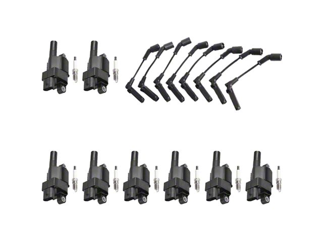 Ignition Coils with Spark Plugs and Wires; Black (07-13 V8 Silverado 1500)