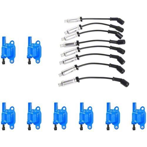 Silverado 1500 Ignition Coils with Spark Plugs and Wires; Black (0718 V8 Silverado 1500) Free