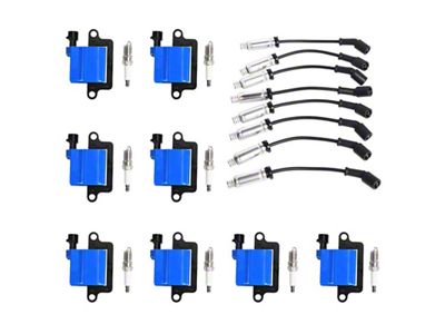 Ignition Coils with Spark Plugs and Wires; Blue (99-06 4.8L, 5.3L Silverado 1500; 03-06 6.0L Silverado 1500)