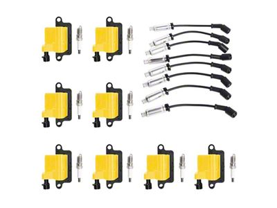 Ignition Coils with Spark Plugs and Wires; Yellow (99-06 4.8L, 5.3L Silverado 1500; 03-06 6.0L Silverado 1500)