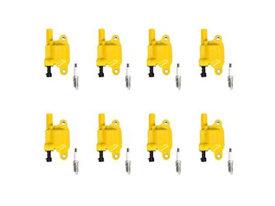 Ignition Coils with Spark Plugs; Yellow (07-08 V8 Silverado 1500)