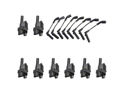 Ignition Coils with Spark Plug Wires; Black (2008 6.0L Silverado 2500 HD)