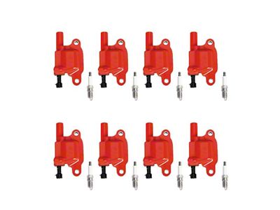 Ignition Coils with Spark Plugs; Red (07-08 Yukon)