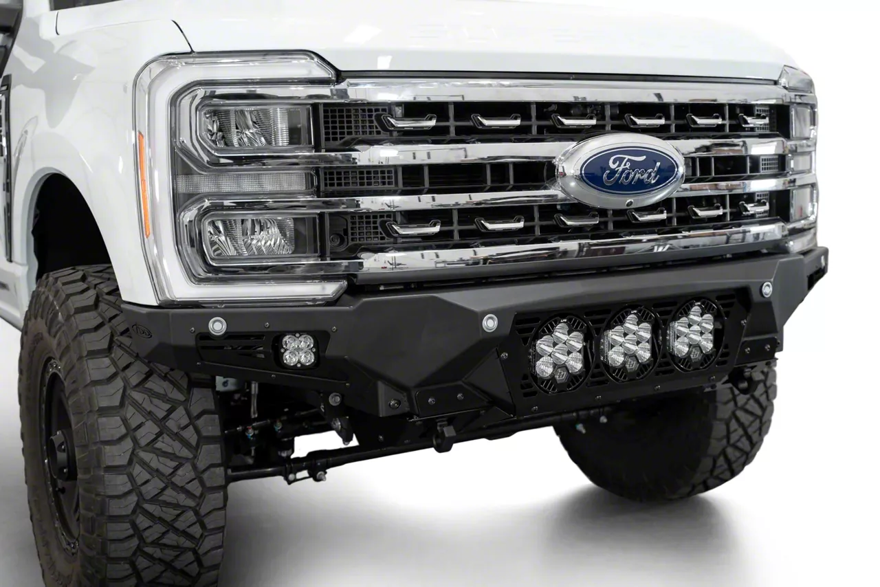 Addictive Desert Designs F250 Super Duty Bomber Front Bumper for Baja Designs LP6 Round Lights