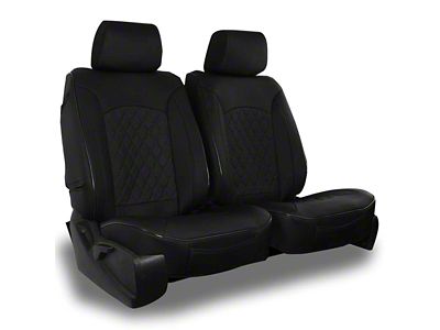 Aegis Cover Leatherette Low Back Bucket Seat Covers with Suede Diamond Insert; Black/Black Piping (15-25 Colorado w/ Front Bucket Seats)